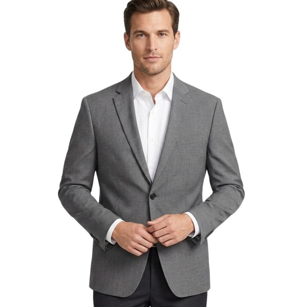 Michael Kors Blazer Mens 46R Grey Modern Style Timeless Luxury Minimalist Preppy